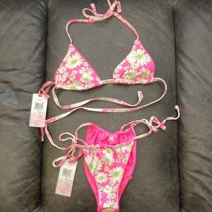 HURLEY X LOVESHACKFANCY Eyelet Paisley Reversible Bikini Set SIZE: Small NWT
